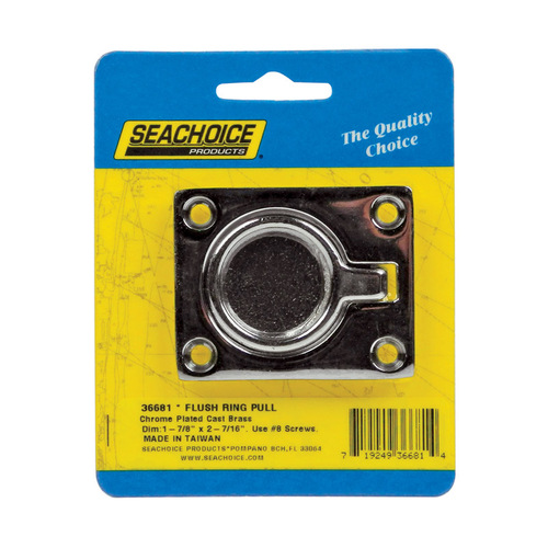 Seachoice 36681 Flush Ring Pull Chrome-Plated Brass 2-1/2" L X 1-7/8" W Chrome-Plated