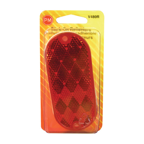 V480 Oblong Reflector, Red Reflector, 1.9 in W Reflector, 4.33 in H Reflector