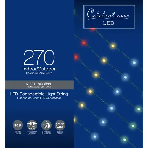 Christmas Lights LED Micro Dot/Fairy Multicolored 270 ct String 90 ft.