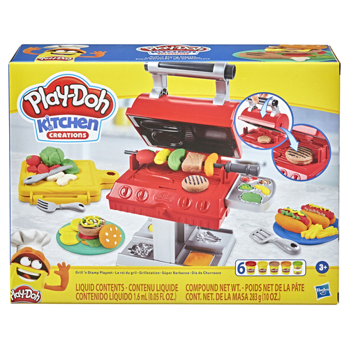 Hasbro HSBF0652 BBQ Grill Playset Play-Doh Kitchen Creations Multicolored 14 pc Multicolored