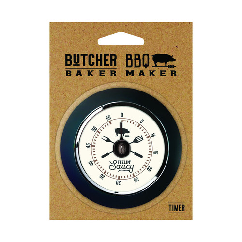 Timer Butcher Baker BBQ Maker Feelin' Saucy Metal/Plastic Black/White