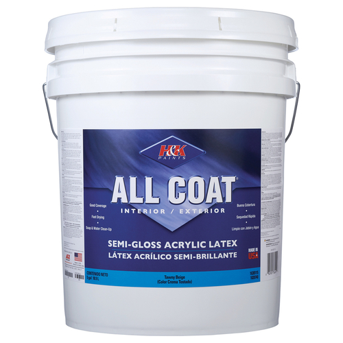 H&K Paints AH163B115-8 Paint H&K s All-Coat Semi-Gloss Tawny Beige Water-Based Exterior and Interior 5 gal Tawny Beige