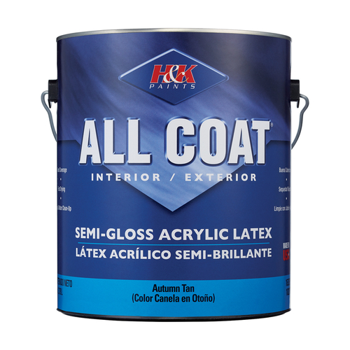 H&K Paints AH163B120-6 Paint H&K s All-Coat Semi-Gloss Autumn Tan Water-Based Exterior and Interior 1 gal Autumn Tan