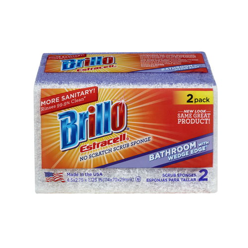 Brillo 21024 Scrubber Sponge Estracell Non-Scratch For Bath/Toilet 4.5" L Purple/White