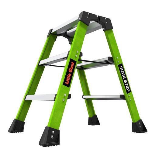 Little Giant 11953 Step Stool Sure Step 25.98" H X 11.8" W X 8" D 375 lb. capacity 3 step Resin Green