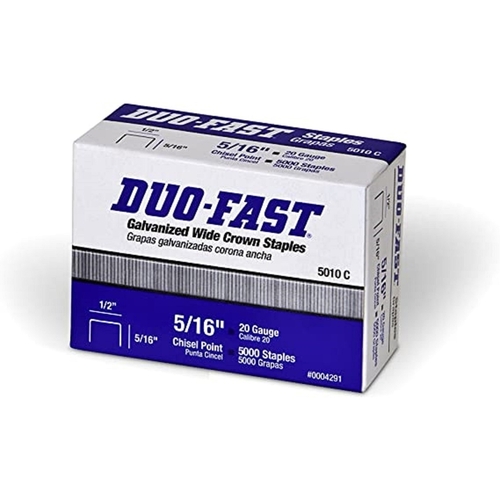 Duo-Fast 4291-XCP20 Staples 5000 Series 1/2" W X 5/16" L 20 Ga. Wide Crown Silver - pack of 20