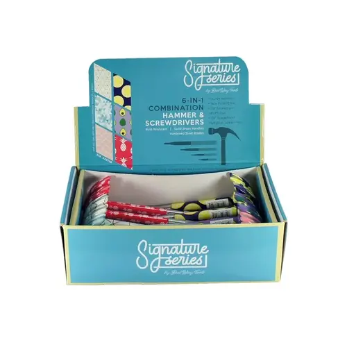 6-in-1 Flowered Multi-Tool Hammer with Slotted/Phillips Screwdriver Assorted