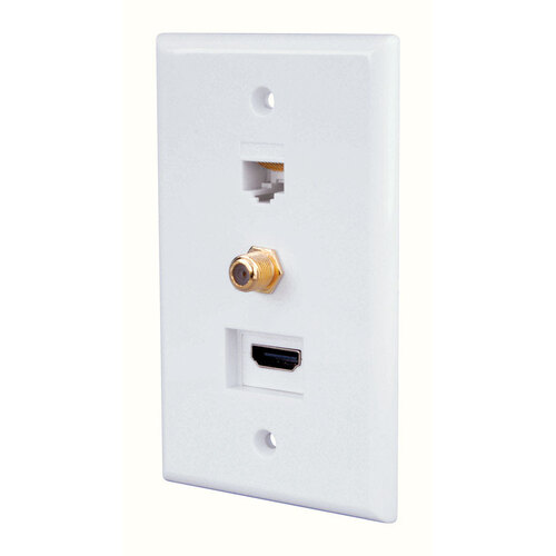 Wall Plate Just Hook It Up White 1 gang Plastic Coaxial White