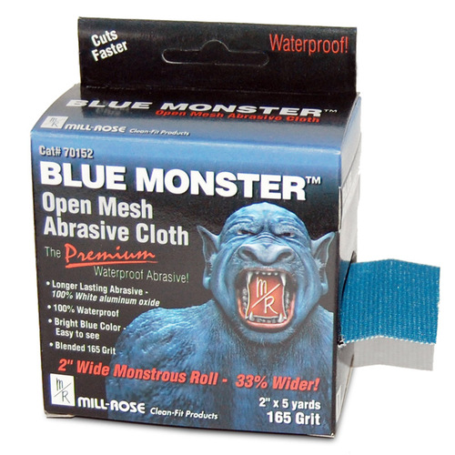 Open Mesh Abrasive Cloth Blue Monster 5 yd L X 2" W Aluminum Oxide 165 Grit Medium Blue