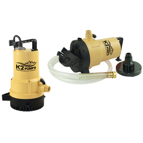 K2 pumps UTM02501K Utility Pump Duo 2-in-1 1/4 HP 1600 gph Thermoplastic Switchless Switch Dual Suction AC