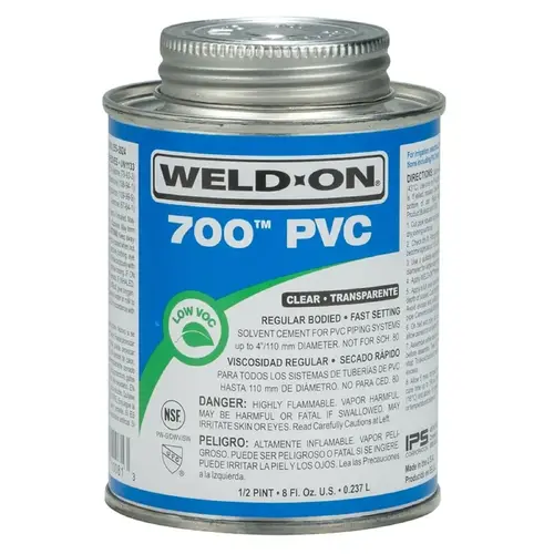 Solvent Cement 700 Clear For PVC 8 oz Clear