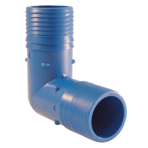 Elbow Blue Twister 1-1/4" Insert in to X 1-1/4" D Insert Acetal