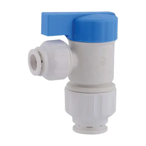 Angle Stop Valve Quick Connect 1/2" Push X 1/4" D Push Plastic