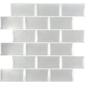 Peel and Impress 24002 Adhesive Wall Tile 10" W X 11.25" L Gray Multiple Finish (Mosaic) Vinyl 4 pc Multiple Finish (Mosaic)
