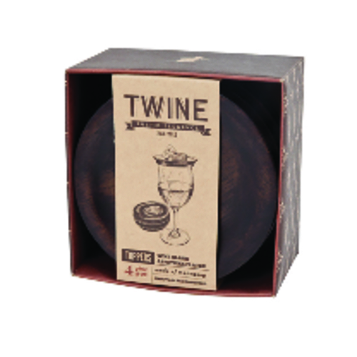 Wine Glass Topper Plate Brown Wood Brown - pack of 6