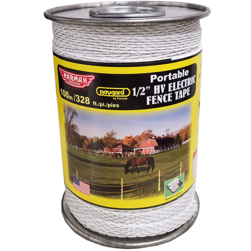 HV Electric Fence Tape Baygard White White