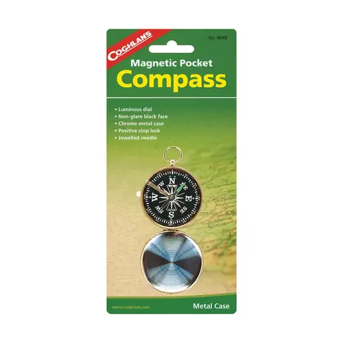 Pocket Compass, Magnetic, Metal Black