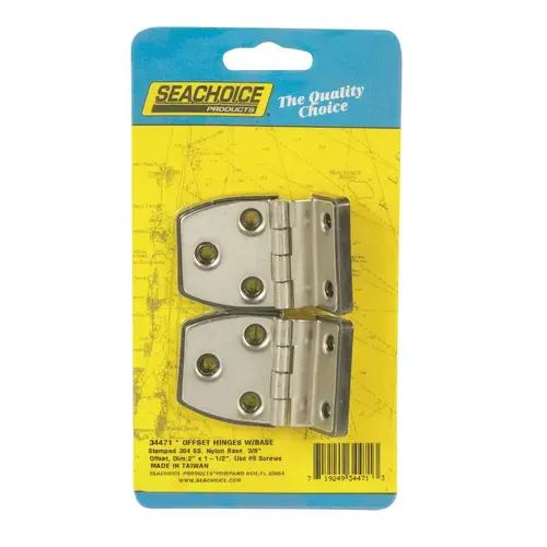 Seachoice 34471 Offset Short Side Hinges Polished Stainless Steel 2" L X 1-1/2" W Polished Pair