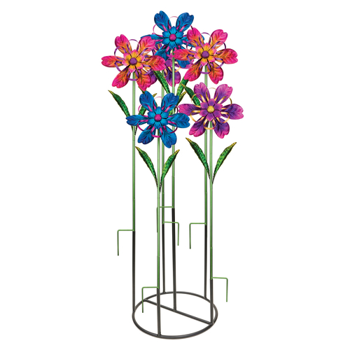 Regal Art & Gift 80197 Garden Stake Spinner Assorted Metal 36" H Flower Ribbon Assorted