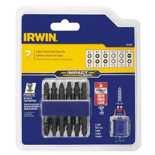 Double-Ended Screwdriver Bit Set Impact Performance Series Assorted 2-3/8" L Steel