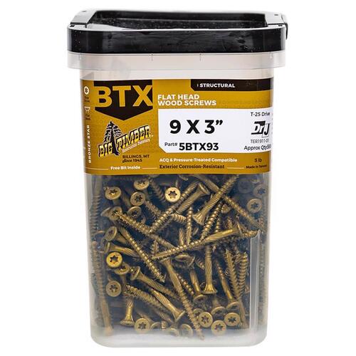 Big Timber 5BTX93 Wood Screws No. 9 S X 3" L Star Bronze 5 lb Bronze