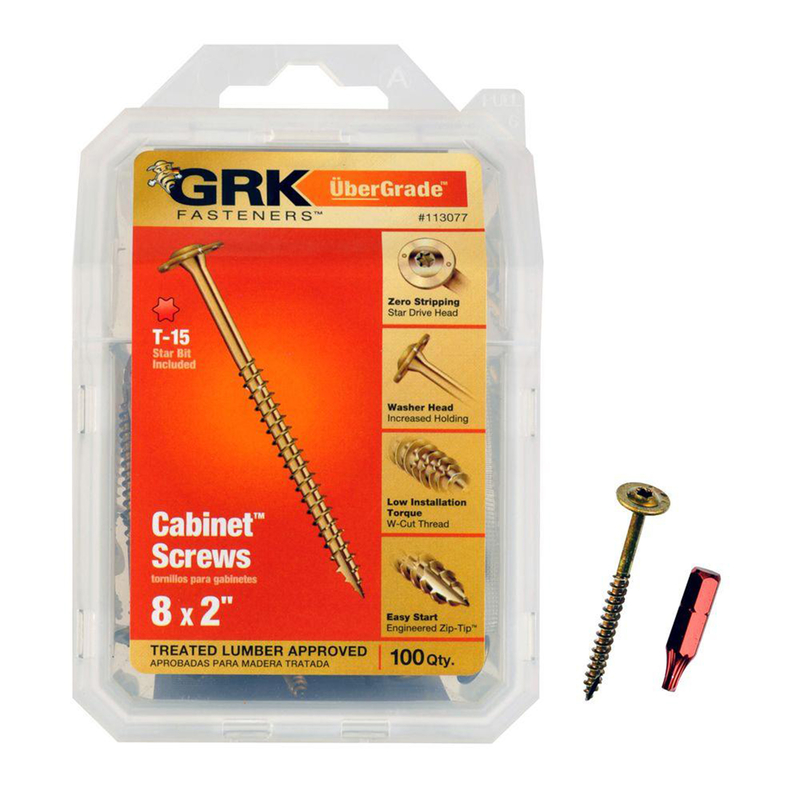 GRK Fasteners 113077 Cabinet Screws UberGrade No. 8 X 2