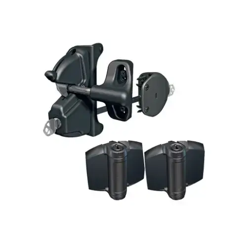 LokkLatch Series 2 Latch With Heavy Duty Gate Hinge Kit Black