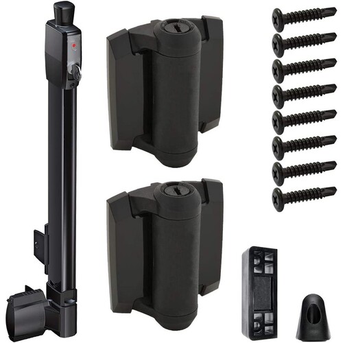 General-Purpose Gate Hinge With Safety Gate Latch Kit Black