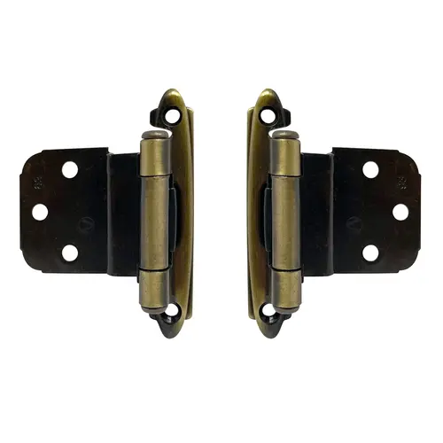 Inset Face Mount Self Closing Cabinet Hinges For Kitchen And Home Hardware 3/8" Antique Brass Pair