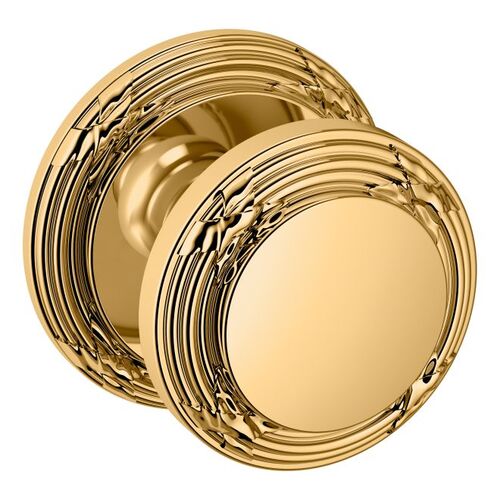 Preconfigured 5013 Knob with 5021 Rose Half Dummy Lock Lifetime Brass Finish - Baldwin Quickship Item *