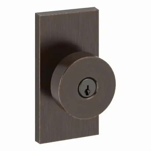 Entry Contemporary Knob and Contemporary 5" Rose with 6AL Latch and Dual Strike Venetian Bronze Finish