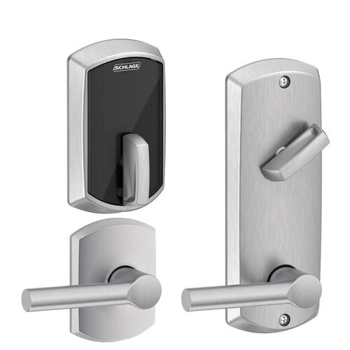 Schlage Residential FE410FGRW512BRW626 Control Smart Interconnected Lock UL Listed with Greenwich Trim and Broadway Lever with 5-1/2" Bore Spacing with 12356 Latch and 10152 Strike Satin Chrome Finish