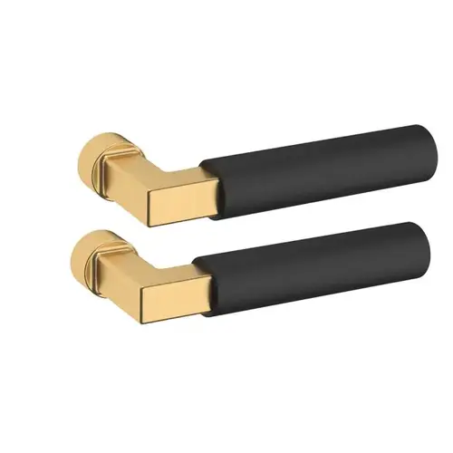 Pair of L029 Mixed Finish Levers Less Rose with Lifetime Satin Brass Shank and Satin Black Grip Finish