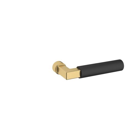 Single Right Hand L029 Mixed Finish Lever Less Rose with Lifetime Satin Brass Shank and Satin Black Grip Finish