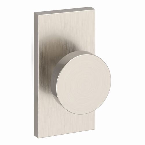 Passage Contemporary Knob with Contemporary 5" Rose with 6AL Latch and Dual Strike Satin Nickel Finish