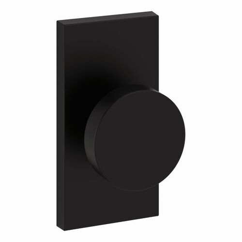 Passage Contemporary Knob with Contemporary 5" Rose with 6AL Latch and Dual Strike Satin Black Finish