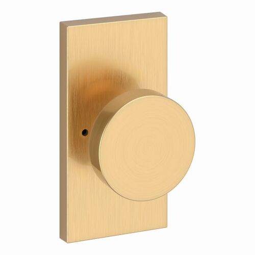 Privacy Contemporary Knob and Contemporary 5" Rose with 6AL Latch and Dual Strike Lifetime Satin Brass Finish