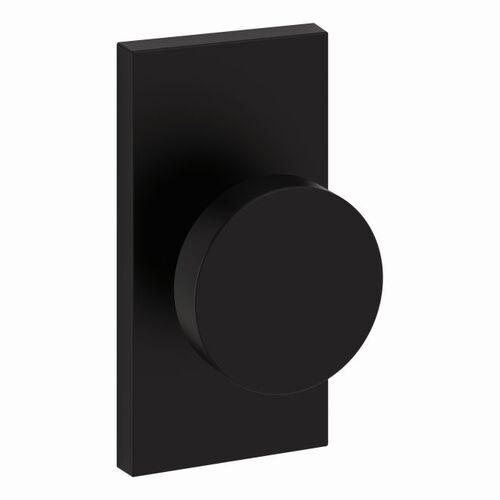 Privacy Contemporary Knob and Contemporary 5" Rose with 6AL Latch and Dual Strike Satin Black Finish