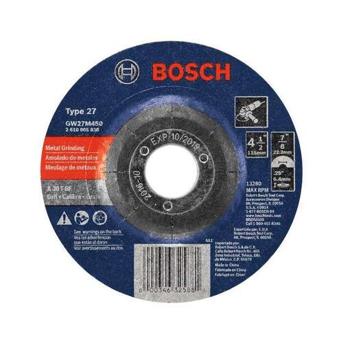 Robert Bosch Tool Corp GW27M450 4.5" X 1/4" X 7/8" Metal Type 27 Grinding Wheel