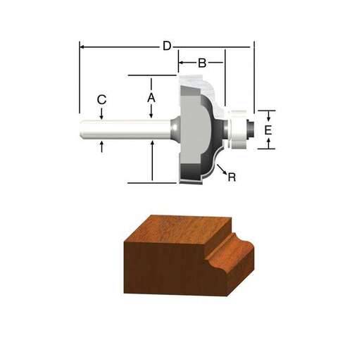 Router Bit 1-5/8" D X 1/4" R X 2-7/16" L Carbide Tipped Ogee