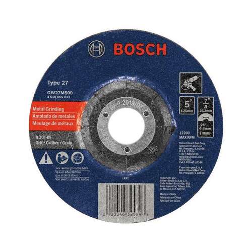 Robert Bosch Tool Corp GW27M500 5" X 1/4" X 7/8 - 11" Arbor Type 27 30 Grit Grinding Abrasive Wheel
