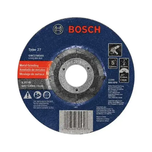 Robert Bosch Tool Corp GW27M500 5" X 1/4" X 7/8 - 11" Arbor Type 27 30 Grit Grinding Abrasive Wheel