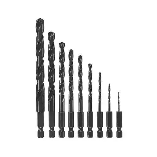 9pc Black Oxide Impact Drill Bit Set