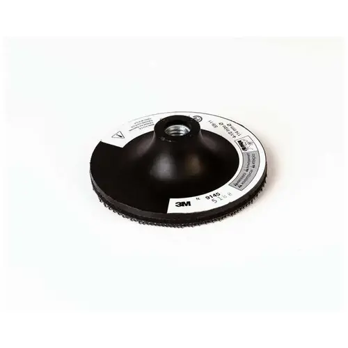 9145 Series Regular Disc Pad Holder, 4-1/2 in Dia, 5/8 in - 11 TPI Arbor, Hook and Loop Attachment Black