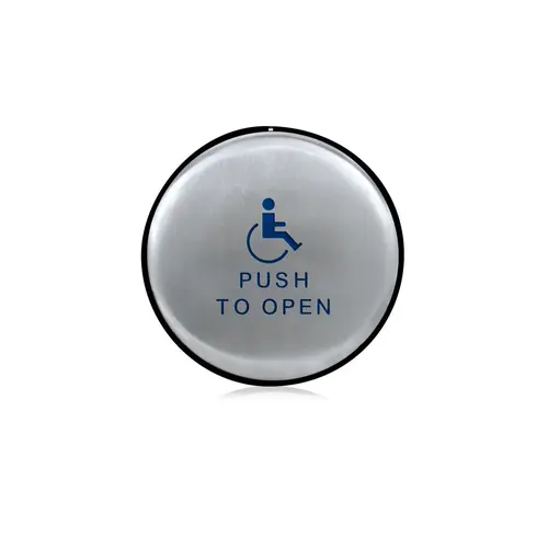 PUSH PLATE 6" ROUND WIRELESS PUSH TO EXIT & LOGO