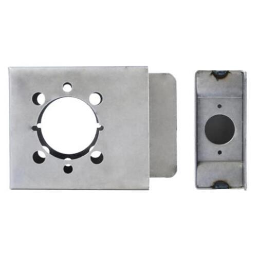 ALUMINUM WELDABLE GATE BOX FOR SCHLAGE RHODES AND MANY OTHER LEVER SETS UNIVERSAL HOLE PATTERN