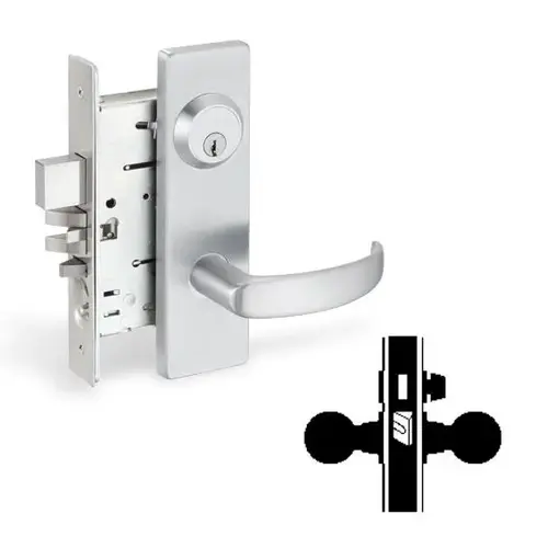 MA301 DANE-GALA 626 Grade 1 Mortise Lock, Privacy, 2-3/4" Backset Satin Chrome