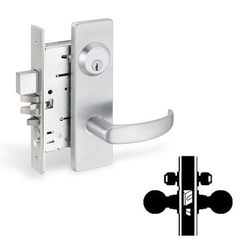 MA441L DANE-GALA 626 Grade 1 Mortise Lock, Classroom Security, Less Core, 2-3/4" Backset Satin Chrome