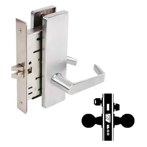 MA531L DANE-NAPA 626 Grade 1 Mortise Lock, Apartment, Less Core, 2-3/4" Backset Satin Chrome