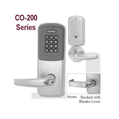 Schlage Electronics CO-200-993R-70-KP-RHO-626-LD-RHR CO-200 RIM EXIT TRIM W/KEYPAD, LESS CYLINDER, CLASSROOM/STOREROOM FUNCTION, SATIN CHROME FINISH
